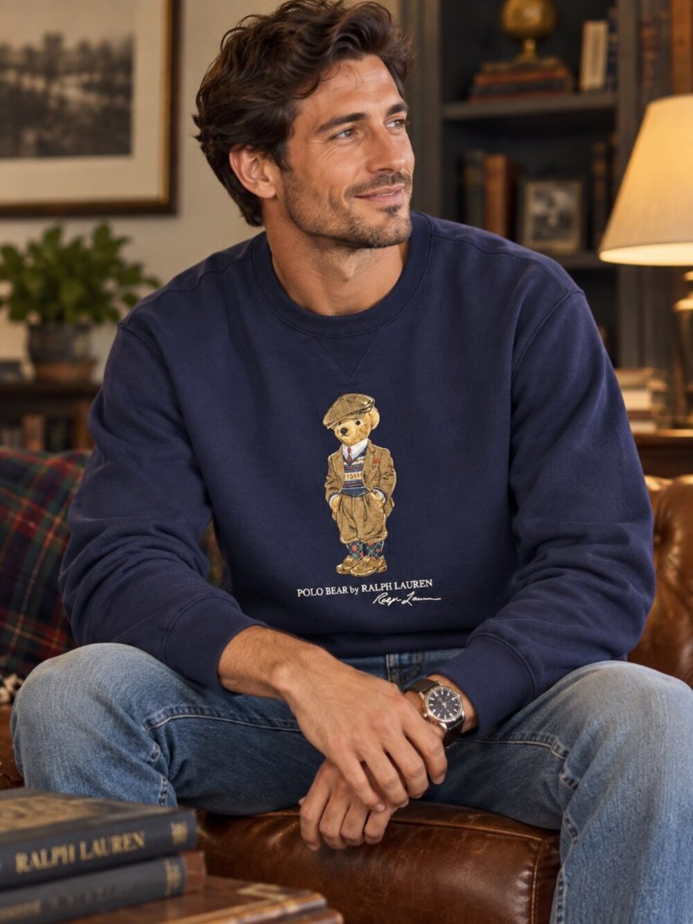 NWOT Men's Polo Ralph Lauren Dapper Bear Sweatshirt in Navy Blue Size XXL 2XL